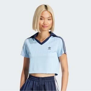Adidas Sky Blue Crop Top with Navy Details